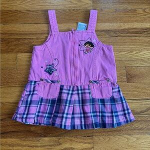Vintage Y2K Dora the Explorer Overalls Skirt Dress, Cute Size 24 Months Baby